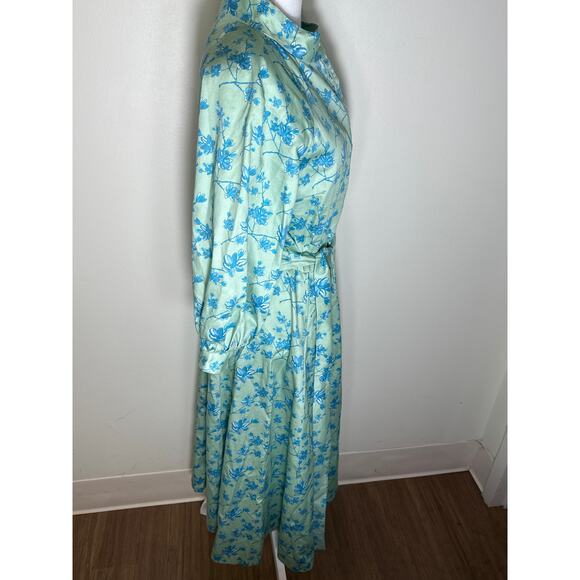 Susan Albright Huntington Green adn Teal Floral Dress Sz S - Picture 2 of 4